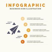 Web Design Paper Fly Solid Icon Infographics 5 Steps Presentation Background vector