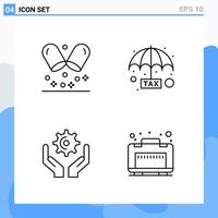 Modern 4 Line style icons Outline Symbols for general use Creative Line Icon Sign Isolated on White Background 4 Icons Pack vector
