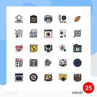 Set of 25 Commercial Filled line Flat Colors pack for football afl print mail email Editable Vector Design Elements