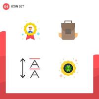 Set of 4 Commercial Flat Icons pack for achievement font employee multimedia clover Editable Vector Design Elements