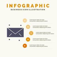 Message Mail Email Solid Icon Infographics 5 Steps Presentation Background vector