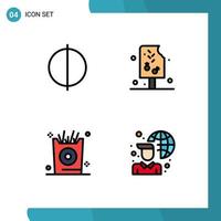 4 Thematic Vector Filledline Flat Colors and Editable Symbols of antialiasing kid ice food internet Editable Vector Design Elements