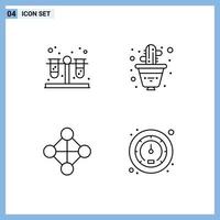 Pictogram Set of 4 Simple Filledline Flat Colors of blood topology cactus plant speed Editable Vector Design Elements