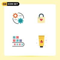 4 Universal Flat Icons Set for Web and Mobile Applications control business setting heart management Editable Vector Design Elements