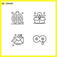 4 Icon Set Simple Line Symbols Outline Sign on White Background for Website Design Mobile Applications and Print Media vector