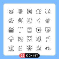 25 Line Black Icon Pack Outline Symbols for Mobile Apps isolated on white background 25 Icons Set vector