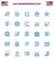 Editable Vector Blue Pack of USA Day 25 Simple Blues of usa police pumpkin men festivity Editable USA Day Vector Design Elements