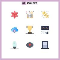 9 Thematic Vector Flat Colors and Editable Symbols of adapter cup baking computing setting Editable Vector Design Elements