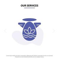 Our Services Angle Celebration Easter Protractor Solid Glyph Icon Web card Template vector