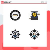 Group of 4 Modern Filledline Flat Colors Set for basic corporate computer electronic planning Editable Vector Design Elements