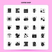 conjunto de iconos de cafetería sólido 25 diseño de estilo de glifo vectorial conjunto de iconos negros diseño de ideas de negocios web y móvil ilustración vectorial vector