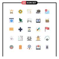 Pack of 25 creative Flat Colors of gps management point bag education Editable Vector Design Elements