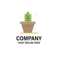 Cactus Nature Pot Spring Business Logo Template Flat Color vector