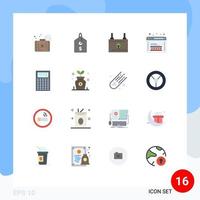 Group of 16 Modern Flat Colors Set for calculate web clean programming coding Editable Pack of Creative Vector Design Elements