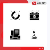 Universal Icon Symbols Group of 4 Modern Solid Glyphs of food outbox supermarket cyber crane Editable Vector Design Elements