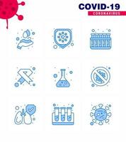 Coronavirus Prevention Set Icons 9 Blue icon such as sign medical chemistry hiv aids viral coronavirus 2019nov disease Vector Design Elements