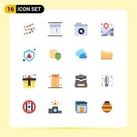 Set of 16 Modern UI Icons Symbols Signs for seo management rollers business find Editable Pack of Creative Vector Design Elements