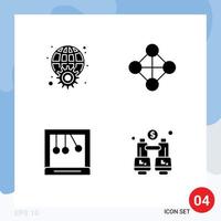 Stock Vector Icon Pack of 4 Line Signs and Symbols for gear cradle worldwide network binoculars Editable Vector Design Elements