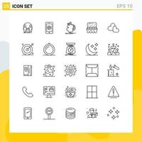 Mobile Interface Line Set of 25 Pictograms of eggs baking no process imagine Editable Vector Design Elements