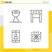 Collection of 4 Universal Line Icons Icon Set for Web and Mobile vector