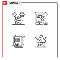 Universal Icon Symbols Group of 4 Modern Filledline Flat Colors of coding configuration ideas mobile clipboard Editable Vector Design Elements