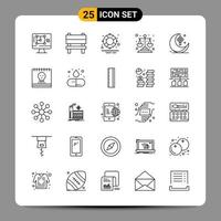 25 Black Icon Pack Outline Symbols Signs for Responsive designs on white background 25 Icons Set vector