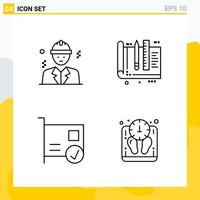 Collection of 4 Universal Line Icons Icon Set for Web and Mobile vector