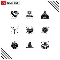 9 User Interface Solid Glyph Pack of modern Signs and Symbols of barbecue holiday uk halloween cross Editable Vector Design Elements