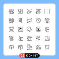 Group of 25 Modern Lines Set for grid home six building sports Editable Vector Design Elements