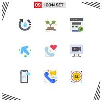 Set of 9 Modern UI Icons Symbols Signs for heart telephone save left arrow Editable Vector Design Elements