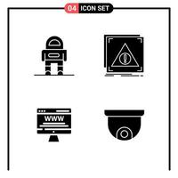 Set of 4 Solid Style Icons for web and mobile Glyph Symbols for print Solid Icon Signs Isolated on White Background 4 Icon Set