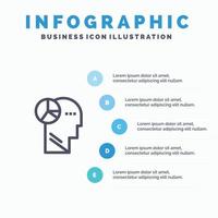 Graph Head Mind Thinking Line icon with 5 steps presentation infographics Background vector