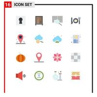 Pictogram Set of 16 Simple Flat Colors of cloud place search location business Editable Pack of Creative Vector Design Elements