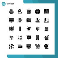 Stock Vector Icon Pack of 25 Line Signs and Symbols for media broadcast business video design journalist video Editable Vector Design Elements