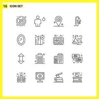 16 Thematic Vector Outlines and Editable Symbols of home appliances map shower hotel Editable Vector Design Elements