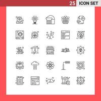 Universal Icon Symbols Group of 25 Modern Lines of cap cart startup shopping basket Editable Vector Design Elements