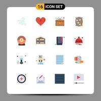 Mobile Interface Flat Color Set of 16 Pictograms of webcam wheat gift wheat bag Editable Pack of Creative Vector Design Elements