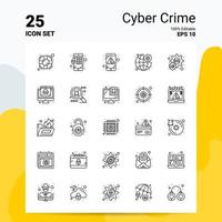 25 conjunto de iconos de delitos cibernéticos 100 archivos eps 10 editables concepto de logotipo de empresa ideas diseño de iconos de línea vector