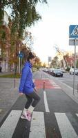 Close-up of an sports women warming up legs before jogging photo