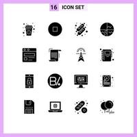 Modern Set of 16 Solid Glyphs Pictograph of web page business cake skin protection skin care Editable Vector Design Elements