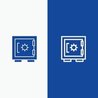 bloquear casillero seguridad línea segura y glifo icono sólido banner azul línea y glifo icono sólido banner azul vector