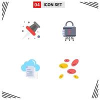 4 Flat Icon concept for Websites Mobile and Apps marker files security protection cloud Editable Vector Design Elements