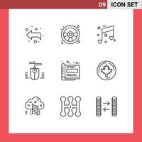 9 Universal Outlines Set for Web and Mobile Applications paper magazine love design computer Editable Vector Design Elements