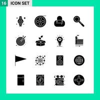 Pack of 16 Solid Style Icon Set Glyph Symbols for print Creative Signs Isolated on White Background 16 Icon Set vector