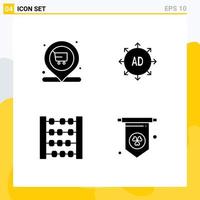 Set of 4 Modern UI Icons Symbols Signs for market counter cart advertising submission ireland Editable Vector Design Elements