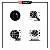 Set of 4 Solid Style Icons for web and mobile Glyph Symbols for print Solid Icon Signs Isolated on White Background 4 Icon Set vector