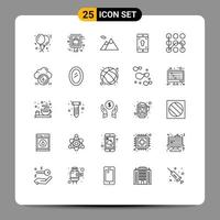 Modern Set of 25 Lines Pictograph of protection screen sign mobile application application Editable Vector Design Elements