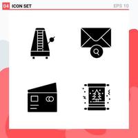 Collection of 4 Vector Icons in solid style Modern Glyph Symbols for Web and Mobile Solid Icon Sign Isolated on White Background 4 Icons