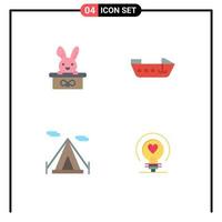 Stock Vector Icon Pack of 4 Line Signs and Symbols for bascket teepee holiday speed love Editable Vector Design Elements