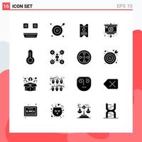 Set of 16 Modern UI Icons Symbols Signs for thermometer science pass money strategy Editable Vector Design Elements